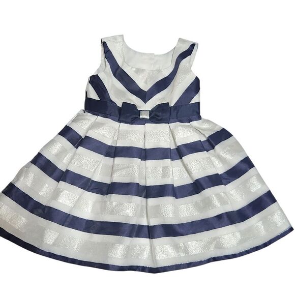 Jona Michelle Dress Size 2T Holiday Navy Blue Silver with Velour Shrug - Picture 3 of 9
